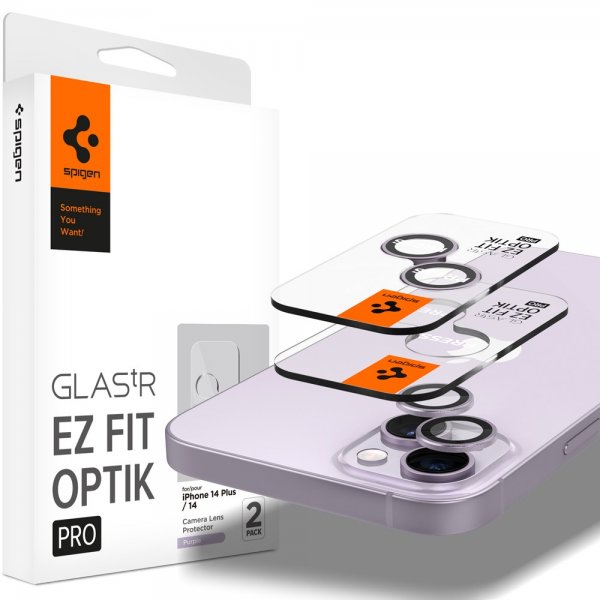 Spigen iPhone 14/iPhone 14 Plus Kamerabeskytter GLAS.tR EZ Fit Optik Pro Lilla 2-pakning