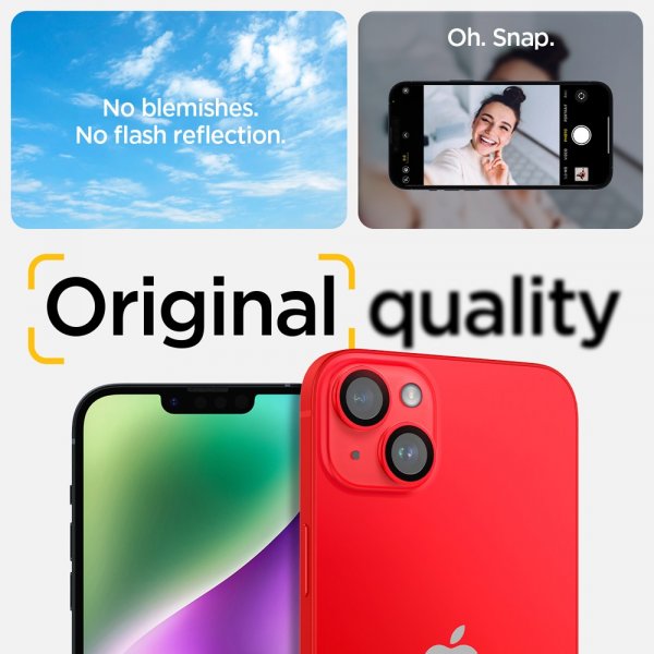 Spigen iPhone 14/iPhone 14 Plus Kamerabeskytter GLAS.tR EZ Fit Optik Pro Röd 2-pakning