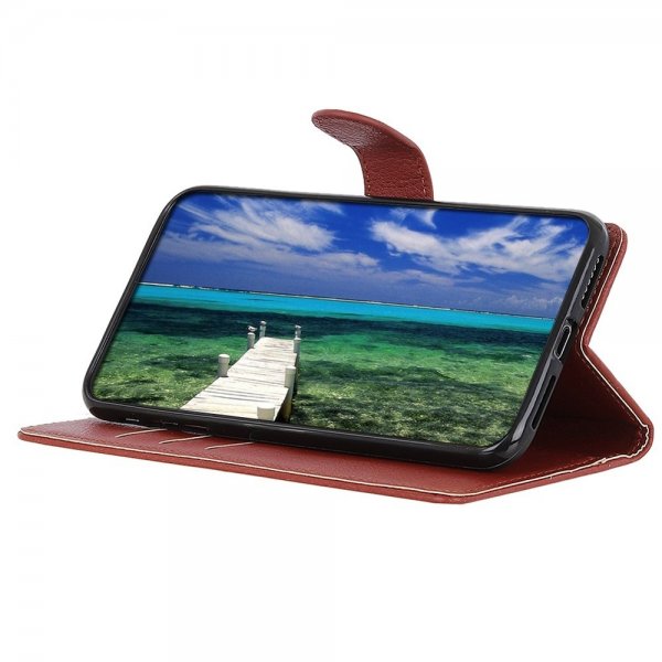 iPhone 14 Plus Etui Litchi Brun