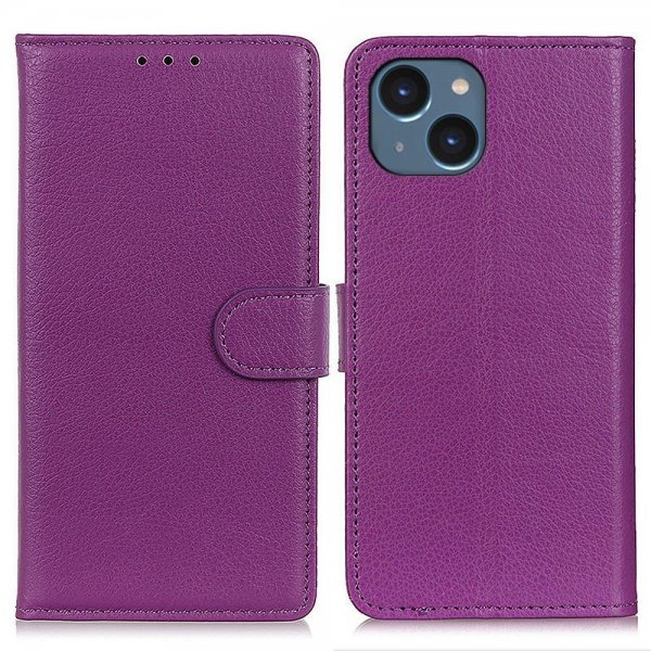 iPhone 14 Plus Etui Litchi Lilla