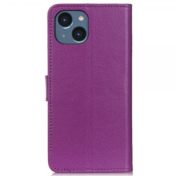 iPhone 14 Plus Etui Litchi Lilla