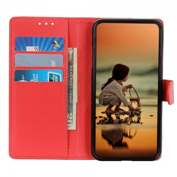 iPhone 14 Plus Etui Litchi Rød