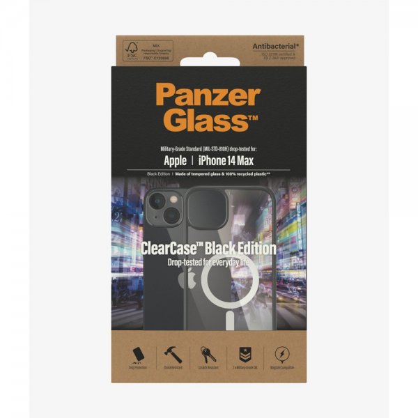 PanzerGlass iPhone 14 Plus Deksel ClearCase Black Edition MagSafe