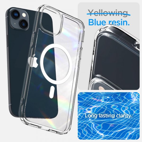 Spigen iPhone 14 Plus Deksel Crystal Hybrid MagFit Hvit