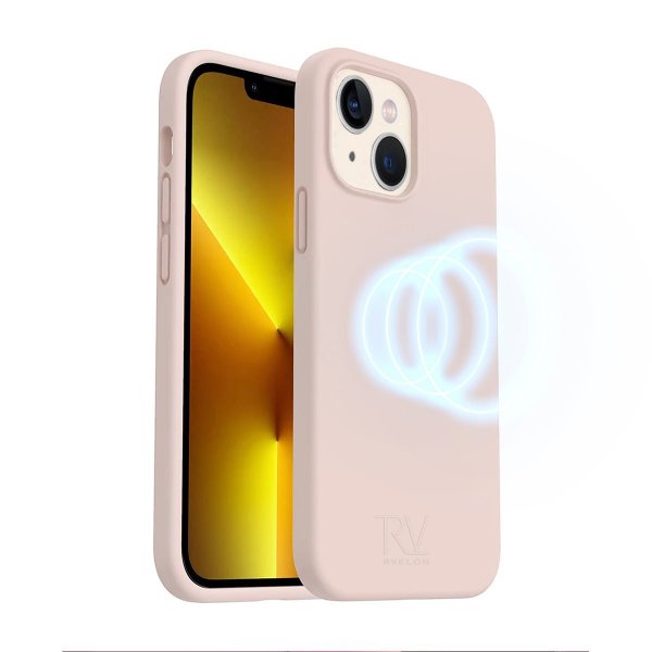 Rvelon iPhone 14 Deksel Silikon MagSafe Sandrosa