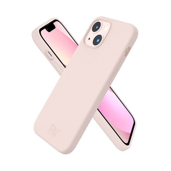Rvelon iPhone 14 Deksel Silikon Sandrosa