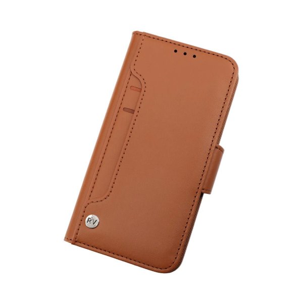 Rvelon iPhone 14 Etui Utbrettbar Kortlomme Brun