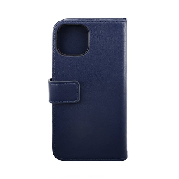 Rvelon iPhone 14 Etui Ekte skinn Kortlommer Blå