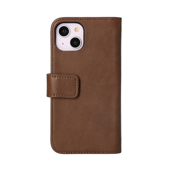 Rvelon iPhone 14 Etui Ekte skinn Kortlommer Brun