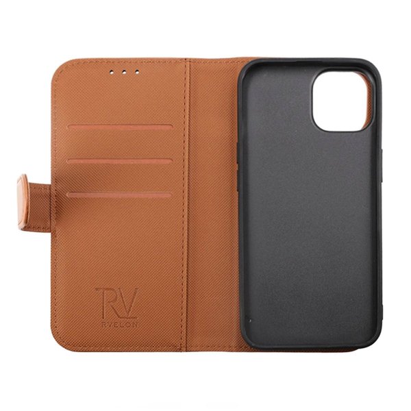 Rvelon iPhone 14 Etui Detachable Wallet Case Brun