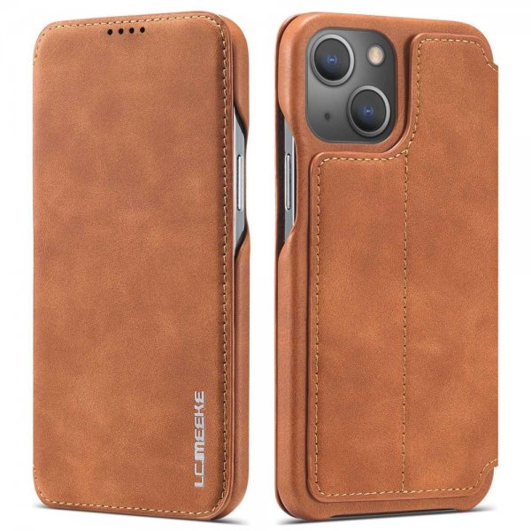 Lc.Imeeke iPhone 14 Plus Etui Flip Lysebrun