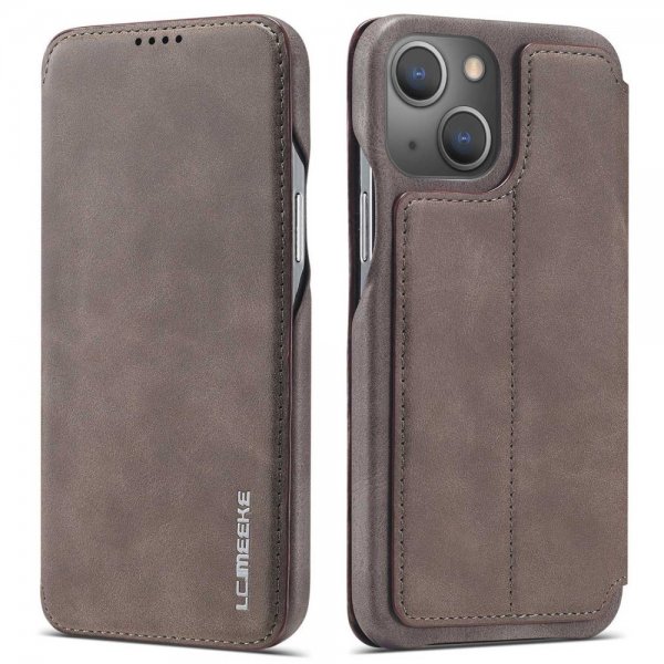 Lc.Imeeke iPhone 14 Plus Etui Flip Mørkebrun