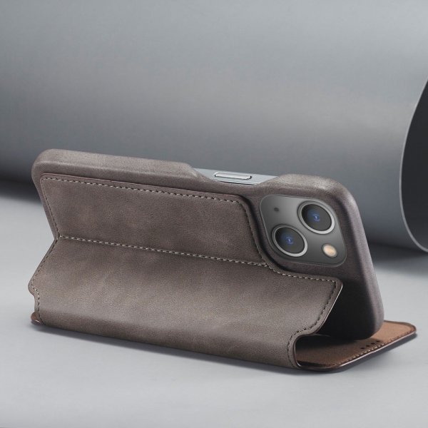 Lc.Imeeke iPhone 14 Plus Etui Flip Mørkebrun