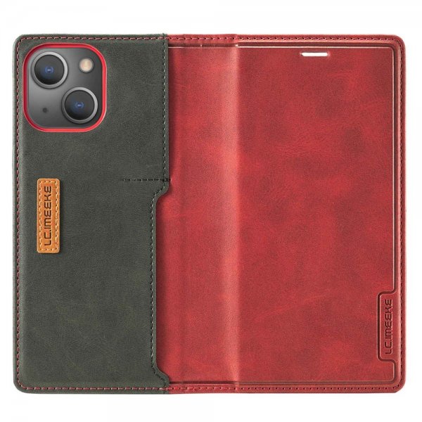 Lc.Imeeke iPhone 14 Plus Etui Kortlomme Utside Rød