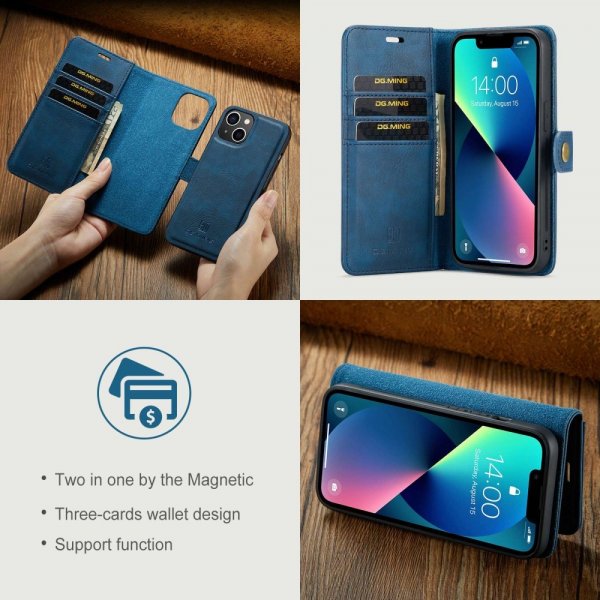 Dg.Ming iPhone 14 Plus Etui Avtagbart Deksel Blå