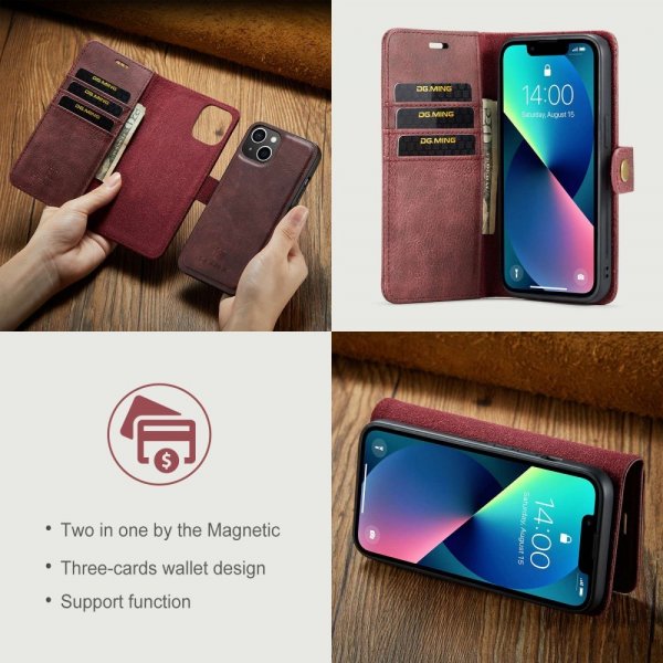 Dg.Ming iPhone 14 Plus Etui Avtagbart Deksel Rød