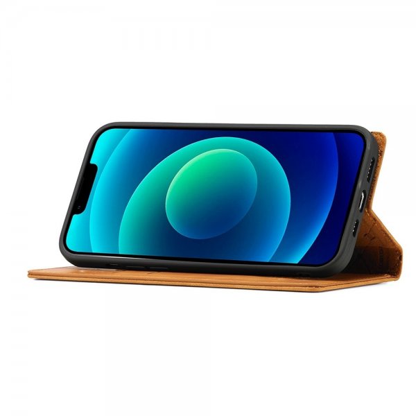 Lc.Imeeke iPhone 14 Plus Etui med Kortlomme flipp Brun