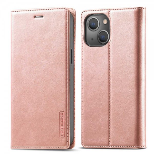 Lc.Imeeke iPhone 14 Plus Etui med Kortlomme flipp Rosegull