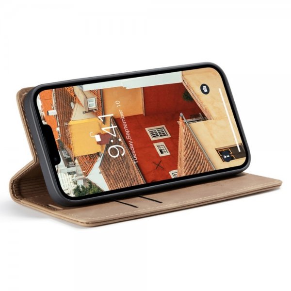 CaseMe iPhone 14 Plus Etui Retro Flip Brun