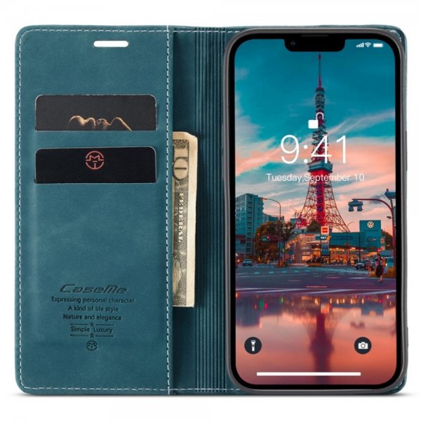 CaseMe iPhone 14 Plus Etui Retro Flip Petrol
