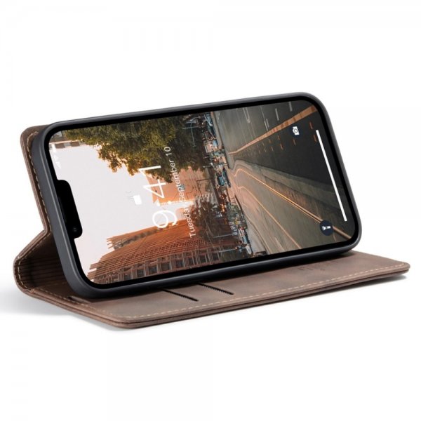 CaseMe iPhone 14 Plus Etui Retro Flip Kaffe