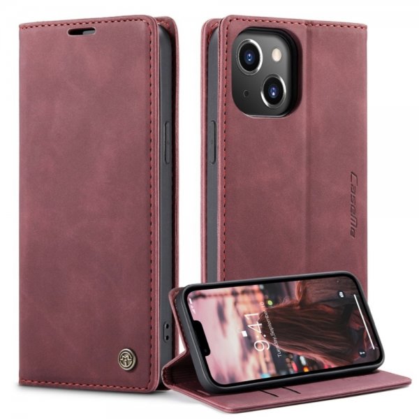 CaseMe iPhone 14 Plus Etui Retro Flip Rød
