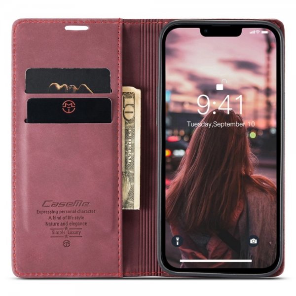 CaseMe iPhone 14 Plus Etui Retro Flip Rød