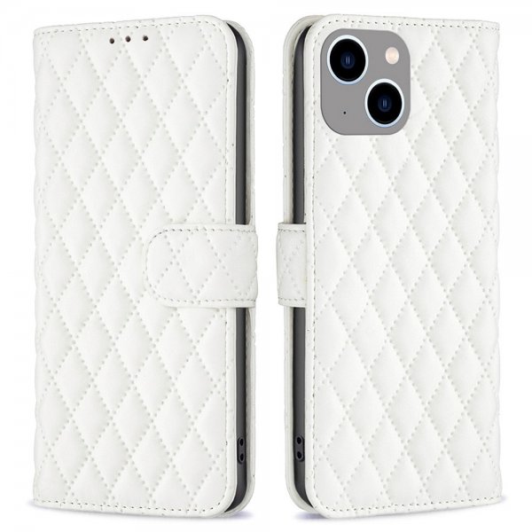 iPhone 14 Plus Etui Rombemønster Hvit