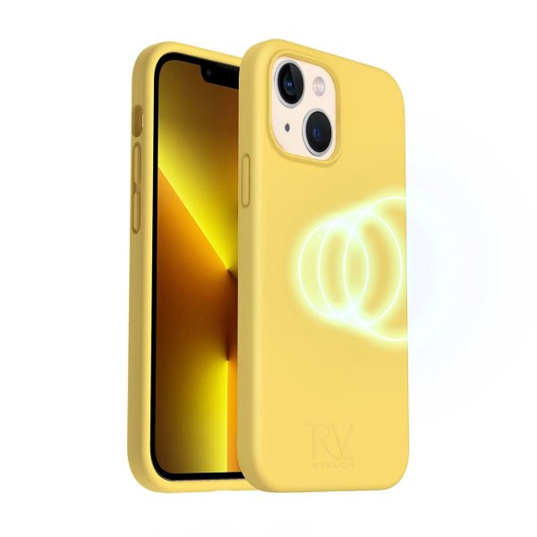 Rvelon iPhone 14 Plus Deksel Silikon MagSafe Gul