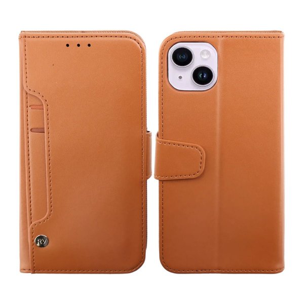 Rvelon iPhone 14 Plus Etui Utbrettbar Kortlomme Brun