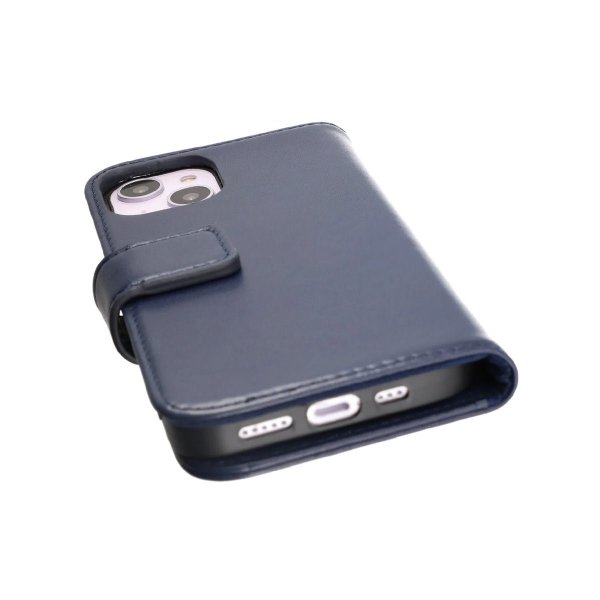 Rvelon iPhone 14 Plus Etui Ekte Skinn Blå
