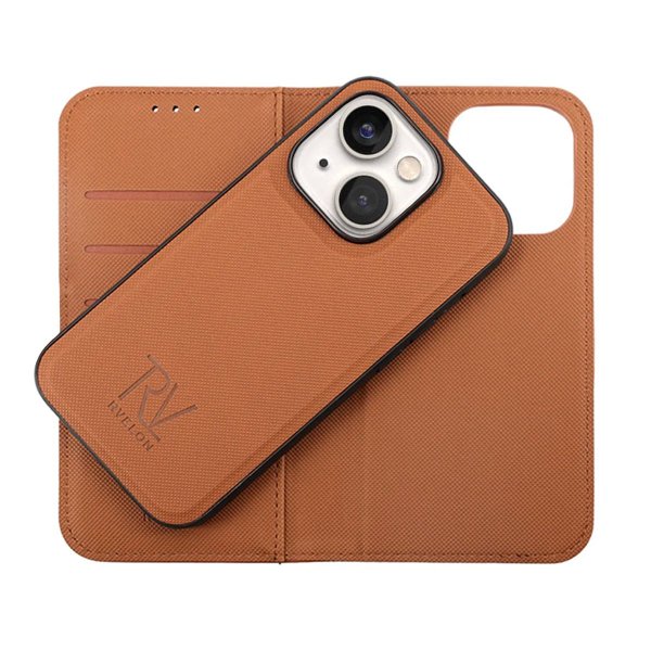 Rvelon iPhone 14 Plus Etui Detachable Wallet Case Brun