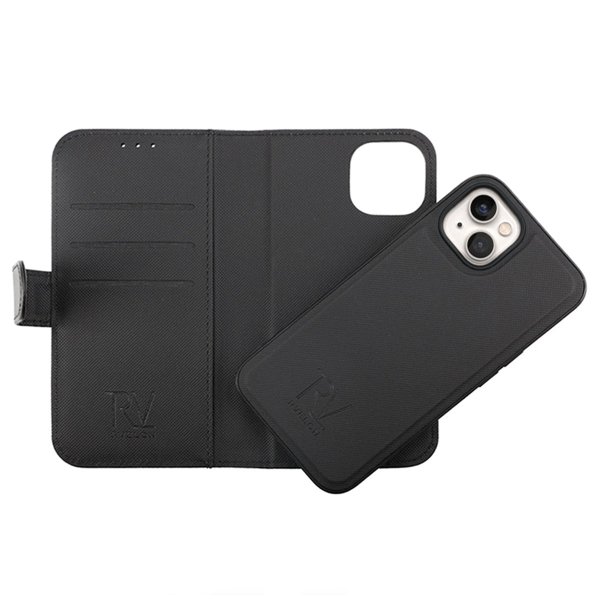 Rvelon iPhone 14 Plus Etui Detachable Wallet Case Svart