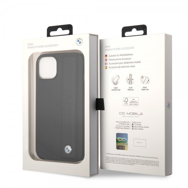 BMW iPhone 14 Plus Deksel Big Logo Stripe Svart