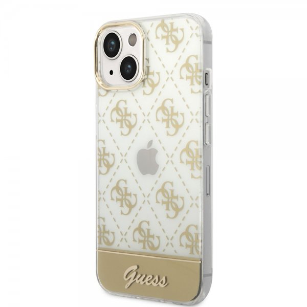 Guess iPhone 14 Plus Deksel Bottom Stripe Script Logo Gull