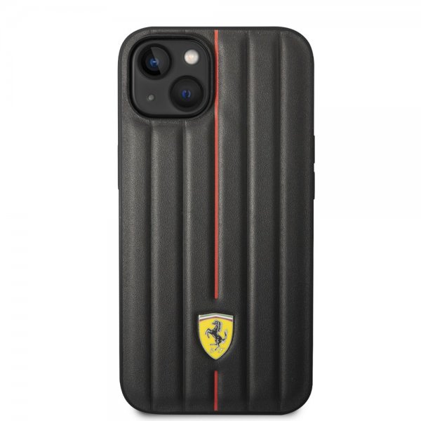 Ferrari iPhone 14 Plus Deksel Embossed Stripes Rød
