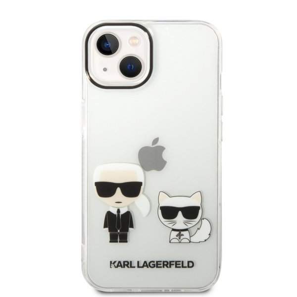 Karl Lagerfeld iPhone 14 Plus Deksel Karl & Choupette Gradient Vit