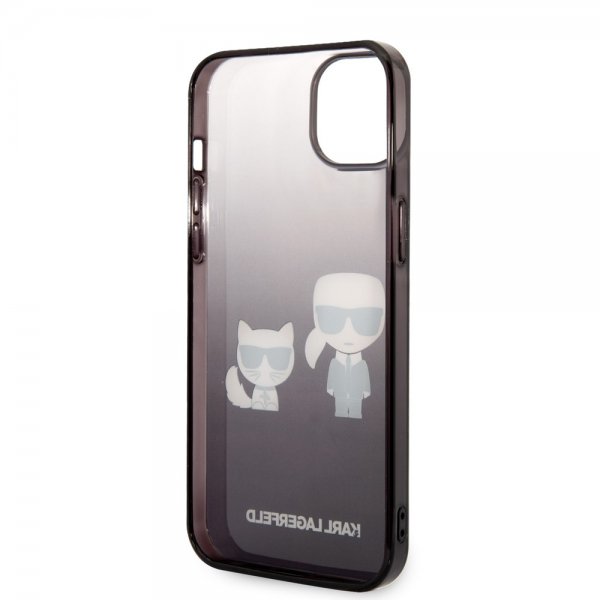 Karl Lagerfeld iPhone 14 Plus Deksel Karl & Choupette Gradient Svart