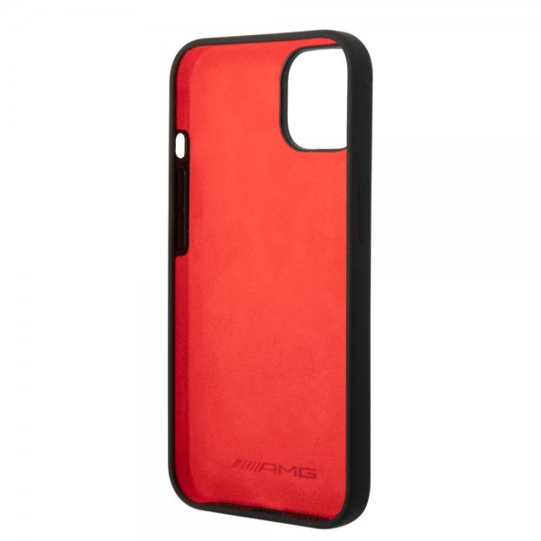 AMG iPhone 14 Plus Deksel Liquid Silicone Carbon Pattern Svart