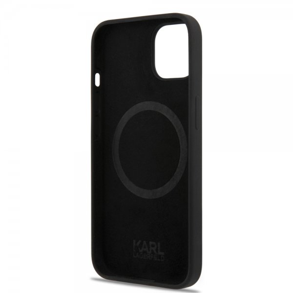 Karl Lagerfeld iPhone 14 Plus Deksel Liquid Silicone Karl & Choupette MagSafe Svart