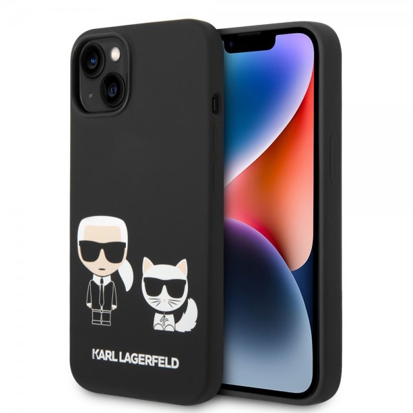 Karl Lagerfeld iPhone 14 Plus Deksel Liquid Silicone Karl & Choupette Svart