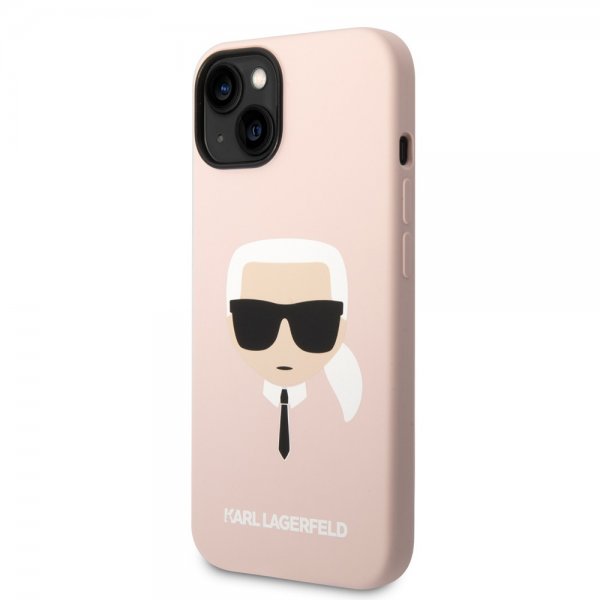 Karl Lagerfeld iPhone 14 Plus Deksel Liquid Silicone Karl MagSafe Rosa