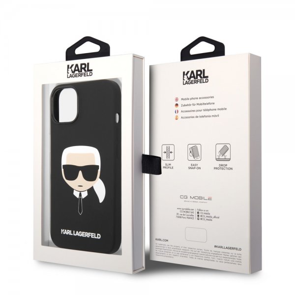 Karl Lagerfeld iPhone 14 Plus Deksel Liquid Silicone Karl MagSafe Svart