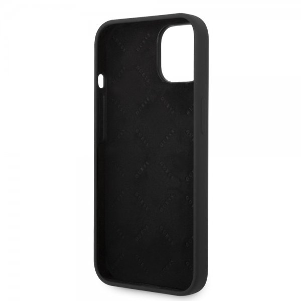 Guess iPhone 14 Plus Deksel Liquid Silicone Metal Logo Svart