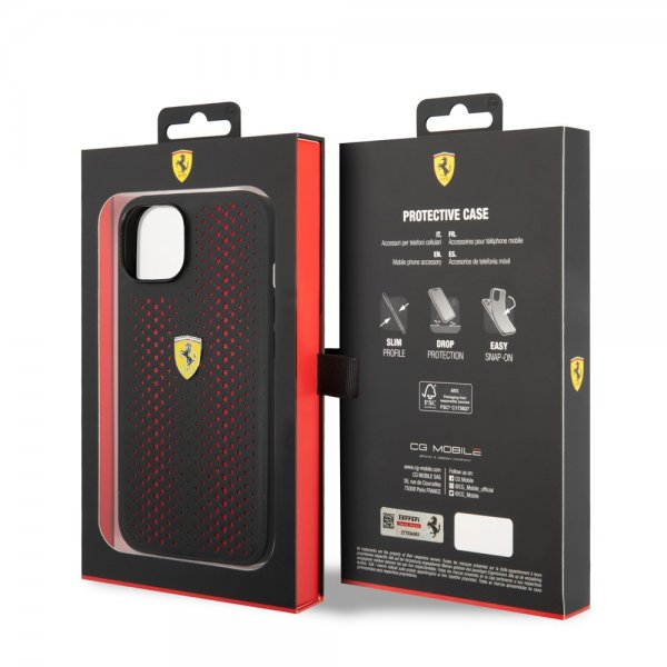 Ferrari iPhone 14 Plus Deksel Logo Perforert Rød