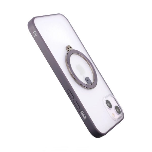 Rvelon iPhone 14 Plus Deksel Roterbart Stativ Lilla