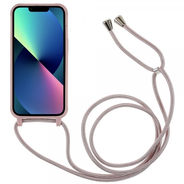 iPhone 14 Plus Deksel med Stropp Mørkerosa