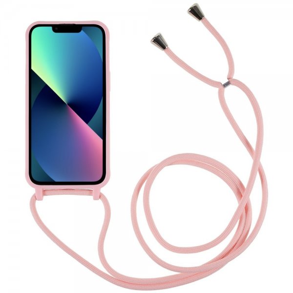 iPhone 14 Plus Deksel med Stropp Rosa