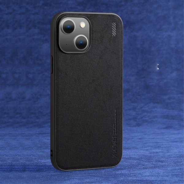 X-Level iPhone 14 Plus Deksel Semsket skinn tekstur Svart