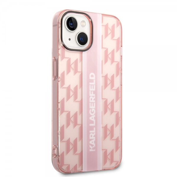 Karl Lagerfeld iPhone 14 Plus Deksel Monogram Vertical Stripe Rosa